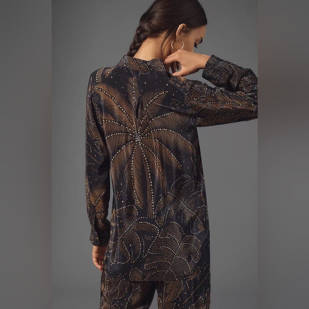 Farm Rio Golden Foliage Pajama Shirt L - Picture 5 of 8
